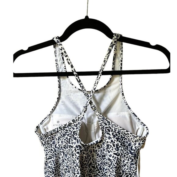 Athleta Size 32 B/C White Blue Black Zimbabwe Padded Leopard Print Swim Dress - Picture 7 of 7